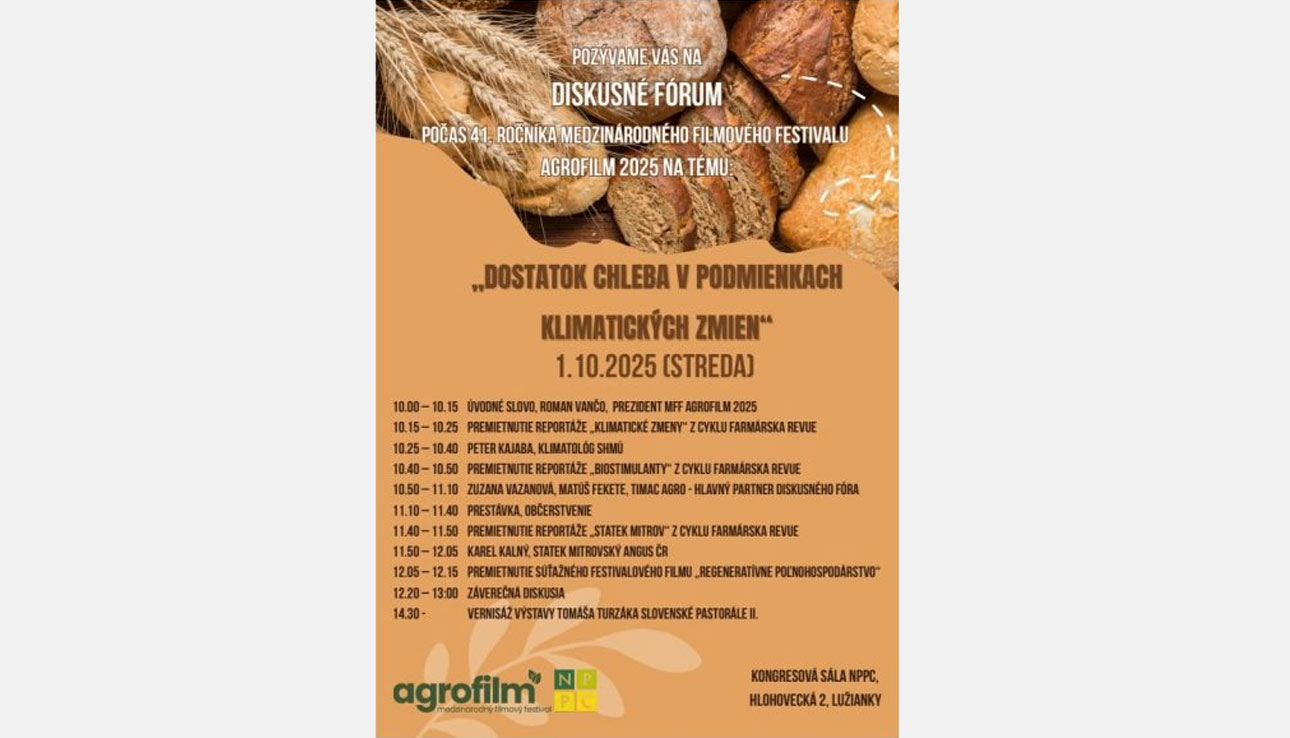Pozvánka na Diskusné fórum počas Agrofilmu